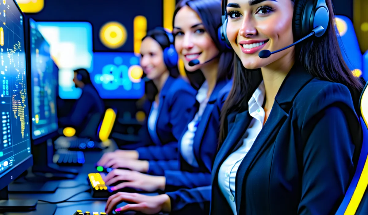 Hình ảnh đội ngũ hỗ trợ khách hàng 88AA đang làm việc trong môi trường chuyên nghiệp, sẵn sàng giải đáp mọi thắc mắc và hỗ trợ người dùng với các vấn đề tài khoản, thể hiện sự tận tâm và dịch vụ chất lượng.