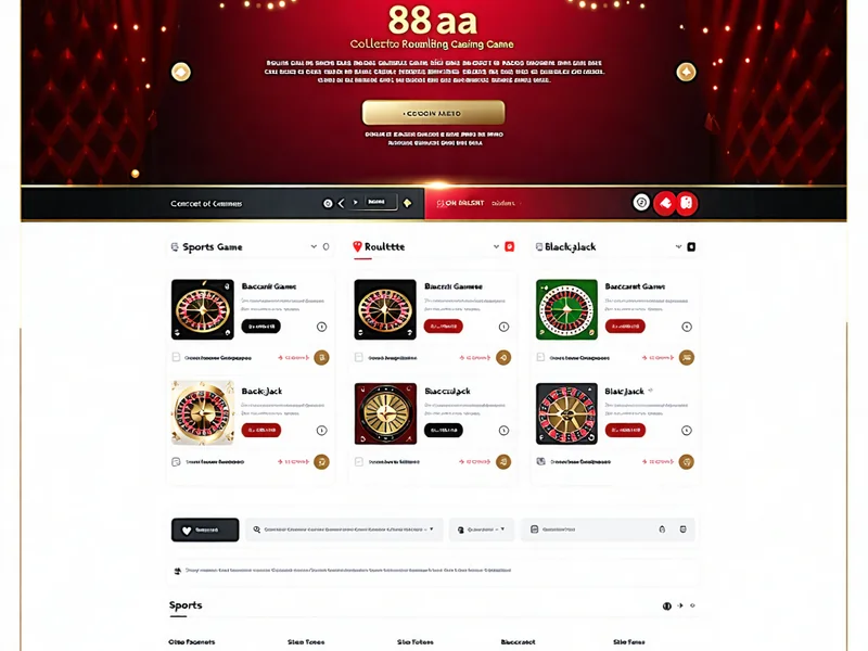 Hình ảnh minh họa màn hình hiển thị nhiều trò chơi casino trực tuyến, slot game và cá cược thể thao đa dạng, thể hiện sự phong phú của nền tảng 88AA.